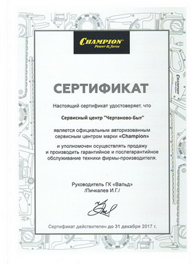 сертификат champion